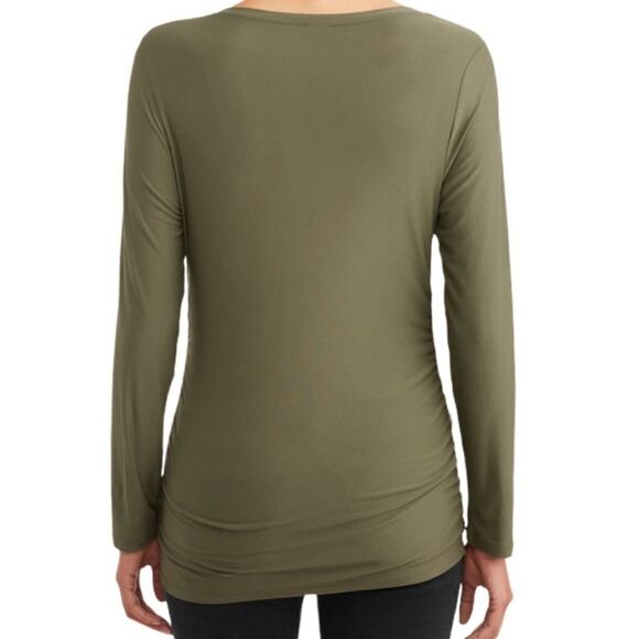 Nwt MATERNITY V-NECK T-SHIRT GREEN TIME AND TRU - Picture 3 of 4